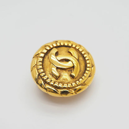 Chanel Round Coco Mark Earrings Gold Medium Size