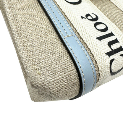 Chlo Chloe Woody Small Blue Canvas Shoulder Bag Handbag