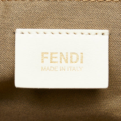 Fendi Zucca Unzipped Tote Bag Shoulder 8Br623 Beige Leather