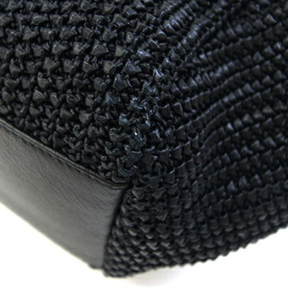 Saint Laurent Nolita Handbag 607465 Black Raffia Leather Chain Shoulder Bag