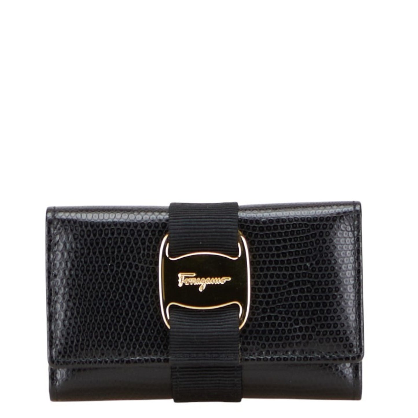 Salvatore Ferragamo Vara 6-Ring Key Case In Black Leather