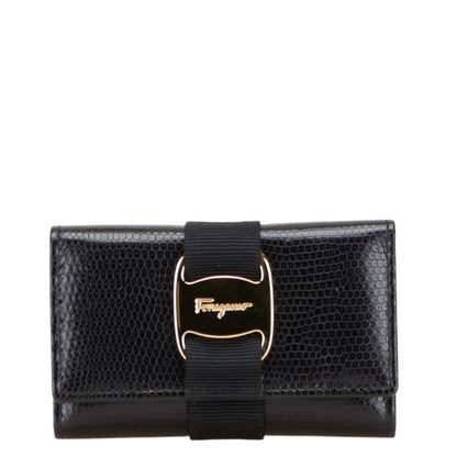 Salvatore Ferragamo Vara 6-Ring Key Case In Black Leather