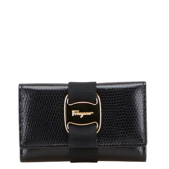 Salvatore Ferragamo Vara 6-Ring Key Case In Black Leather