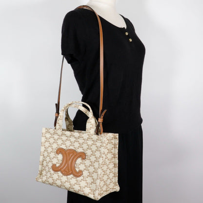 Celine Triomphe Small Hippo Thais Handbag Shoulder 19916 2Ez6 01Bc Canvas Beige 2Way A5