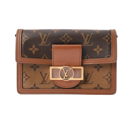 Louis Vuitton Monogram Reverse Portefeuille Dauphine Brown M68746 Women'S Canvas Shoulder Bag