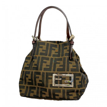 Fendi Zucca Nylon Canvas Handbag In Brown