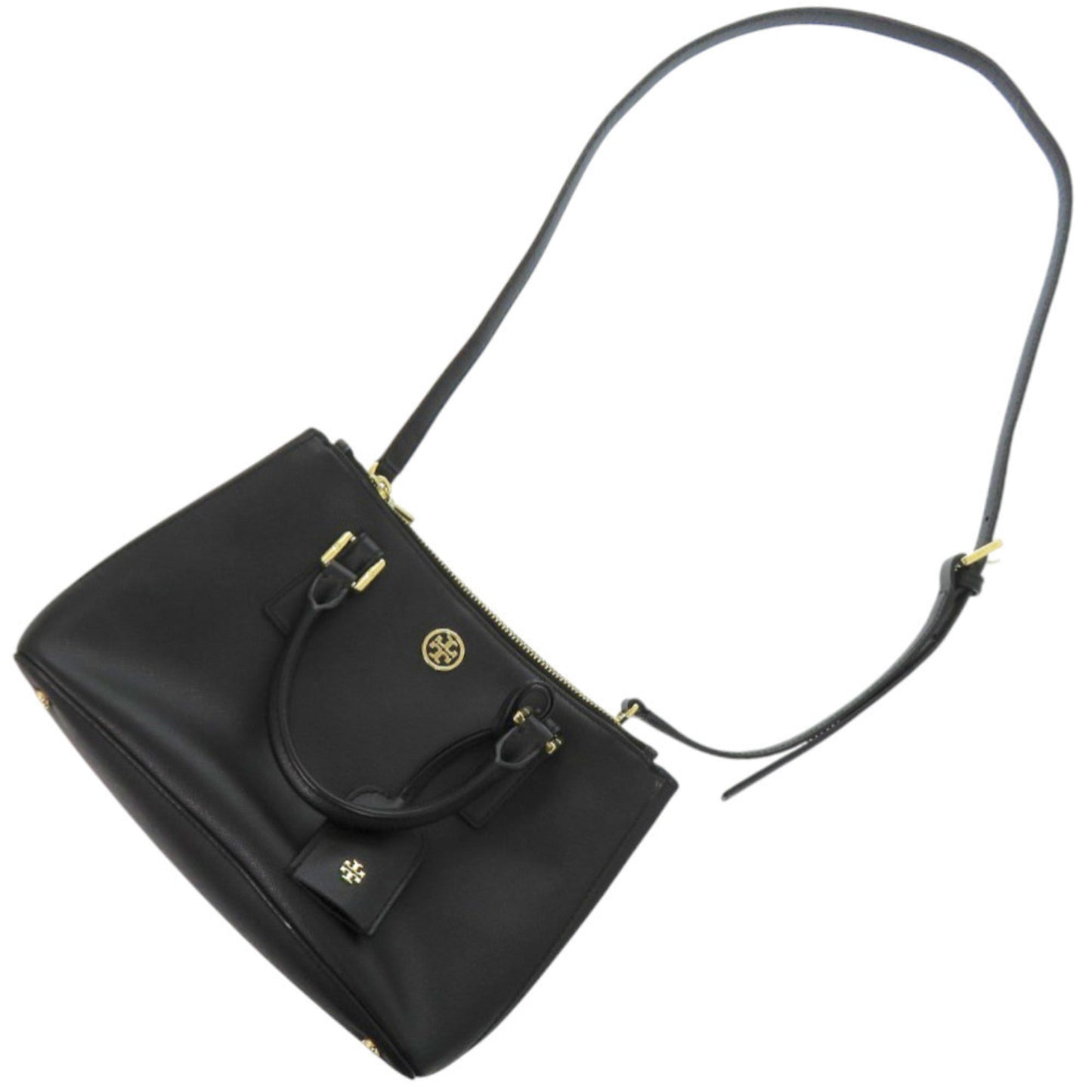Tory Burch 2-Way Robinson Micro Zip Tote In Black Leather