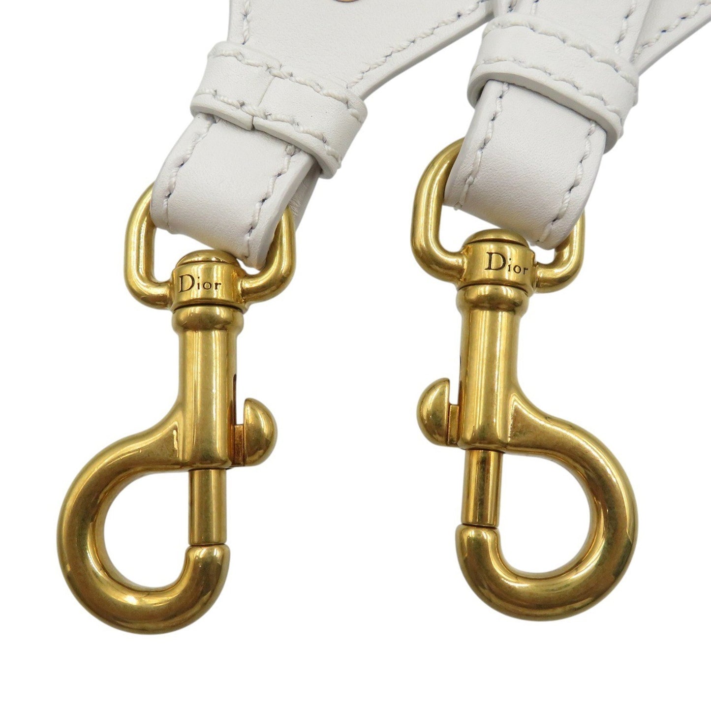 Christian Dior Leather Gold Hardware White Shoulder Strap 0489