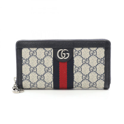 Gucci Ophidia Gg Supreme Sherry Line Round Long Wallet Coated Canvas Leather