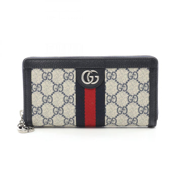 Gucci Ophidia Gg Supreme Sherry Line Round Long Wallet Coated Canvas Leather