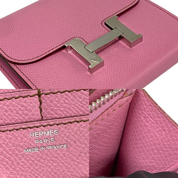 Hermes Constance Compact Epsom Leather Bi-Fold Mini Wallet In Rose Azalee 88789