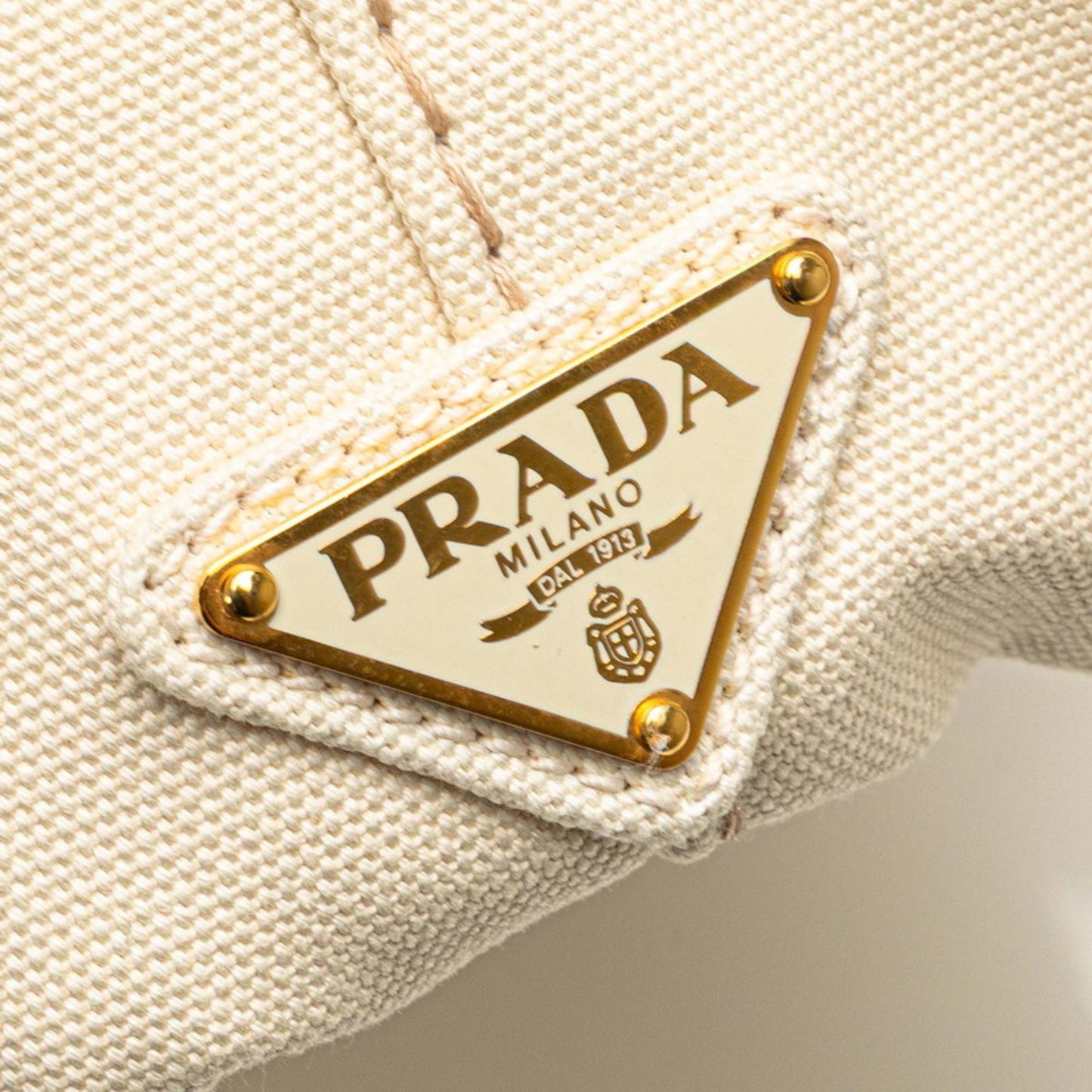 Prada Canapa M Handbag Tote Bag Bn1877 Ivory White Canvas