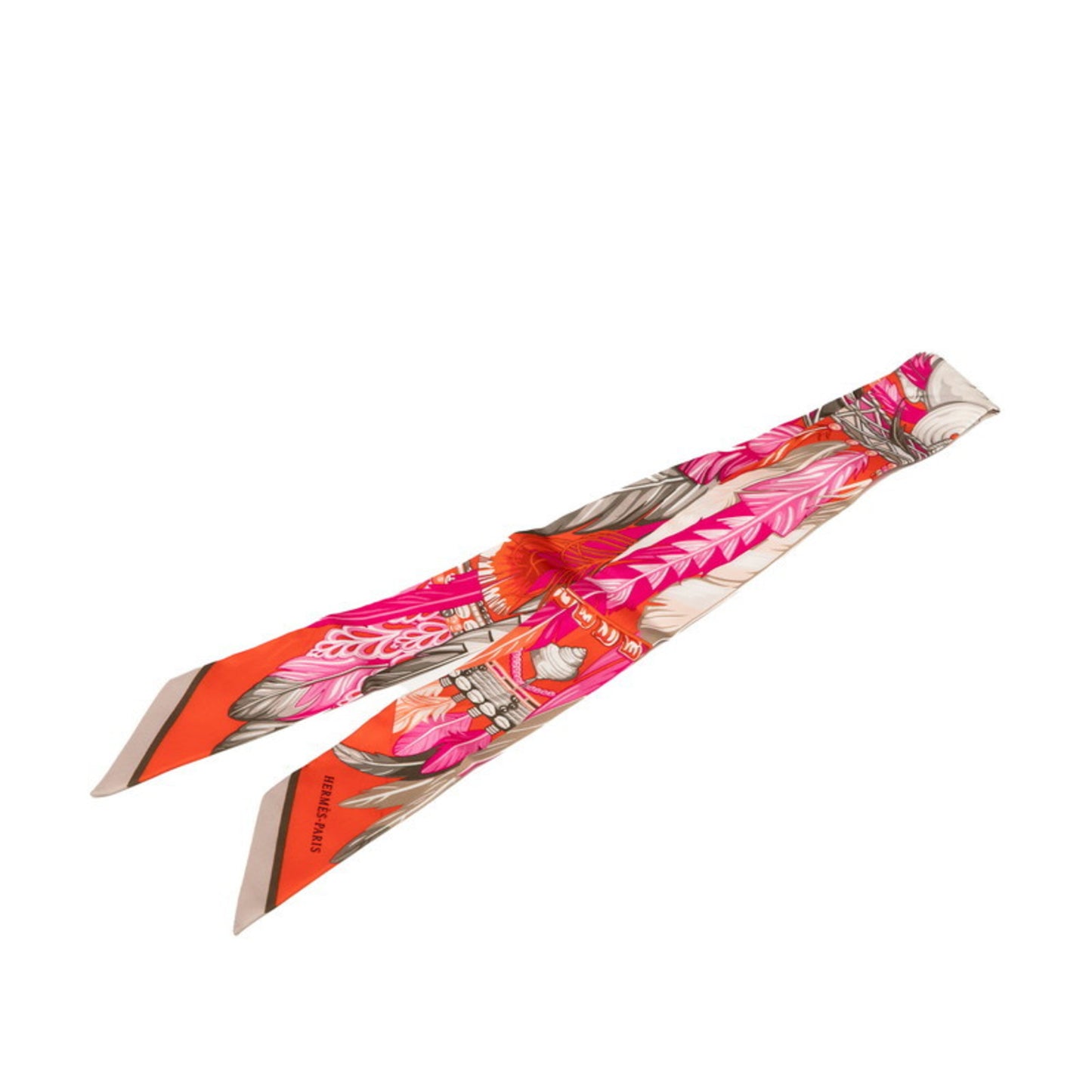 Hermes Herms Twilly Danse Pacifique Scarf/Muffler In Orange