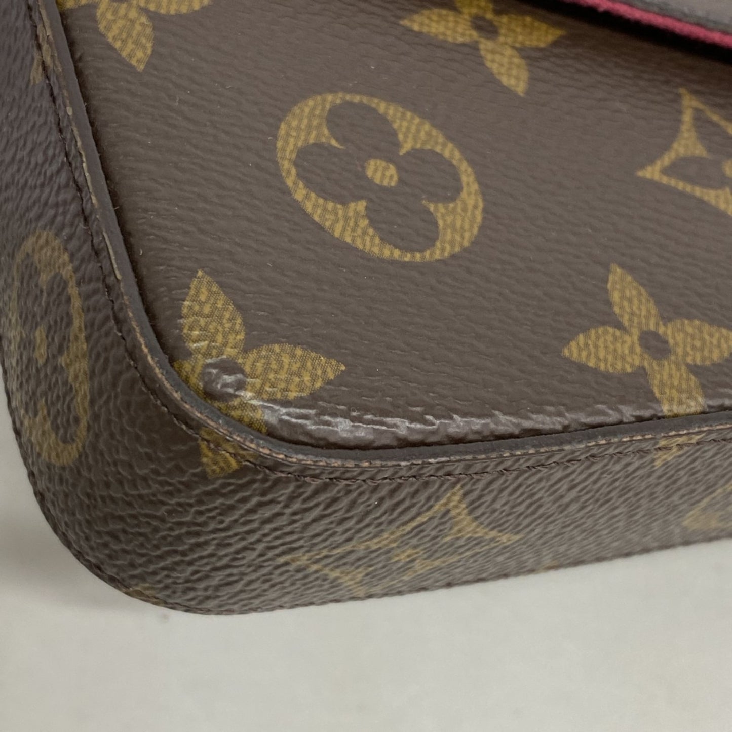 Louis Vuitton Monogram Pochette Felicie Shoulder Wallet M81896 Brown Fuchsia