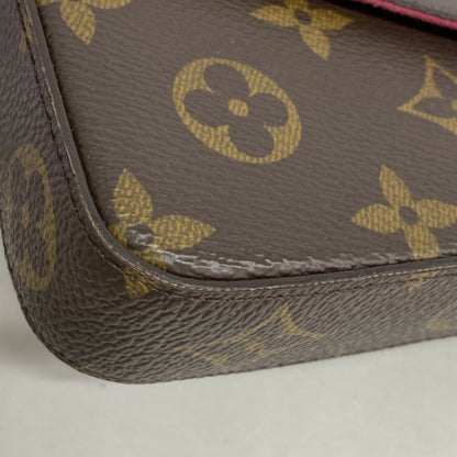 Louis Vuitton Monogram Pochette Felicie Shoulder Wallet M81896 Brown Fuchsia