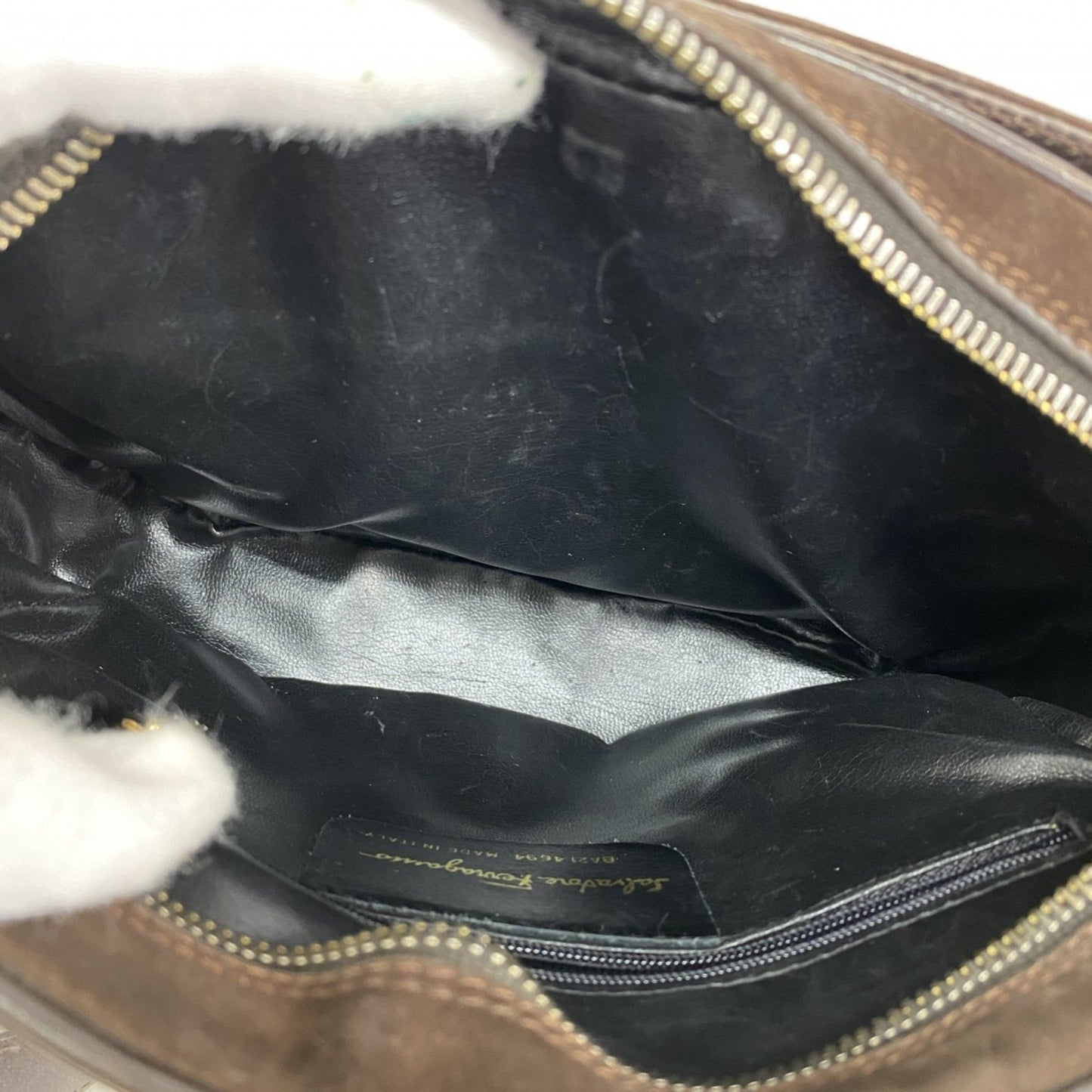 Salvatore Ferragamo Gancini Shoulder Bag In Brown Suede