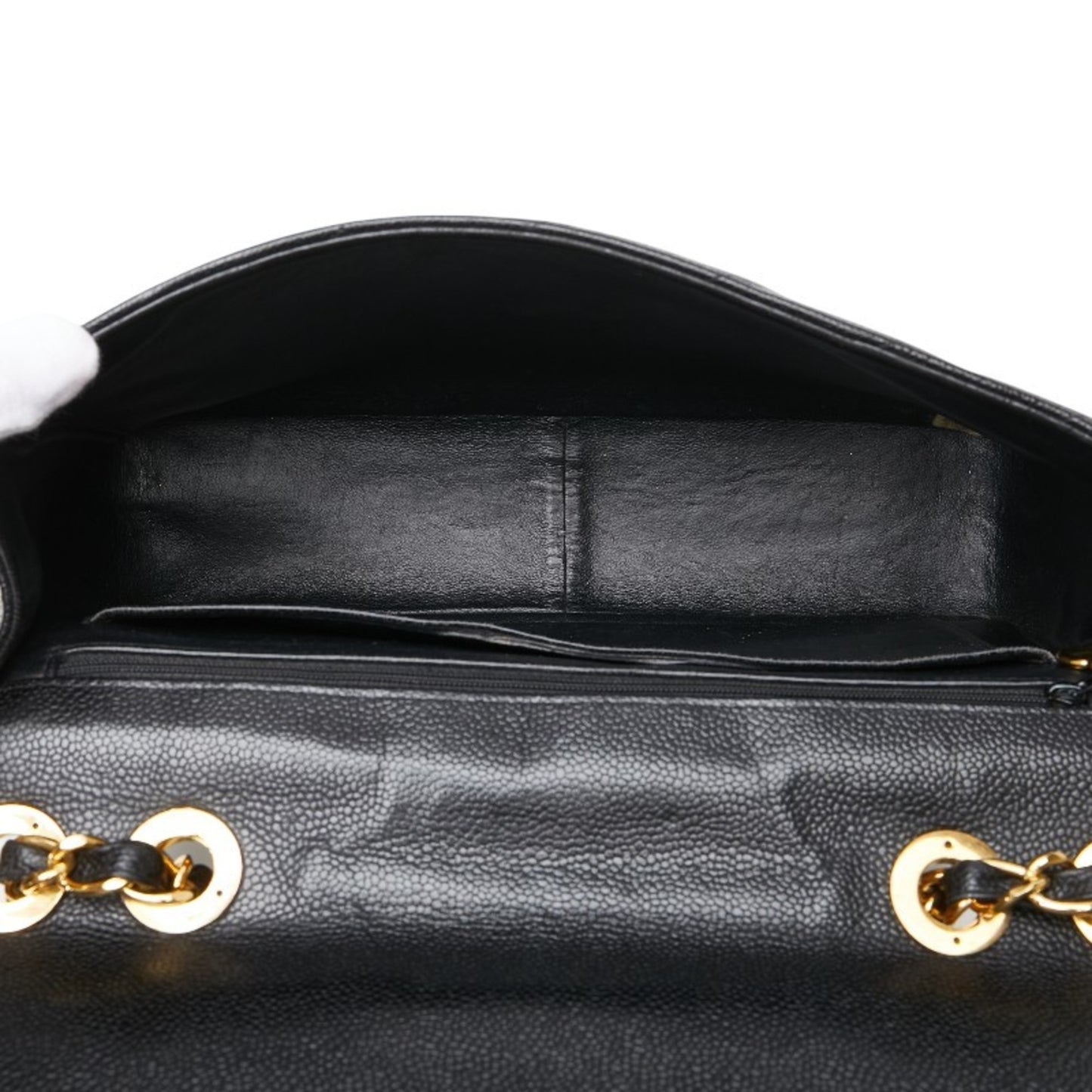 Chanel Coco Mark Bias Stitch Chain Shoulder Bag In Black Caviar Leather