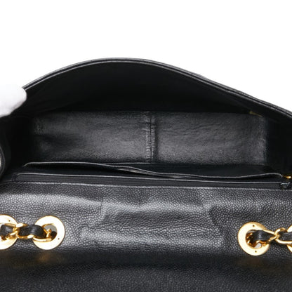 Chanel Coco Mark Bias Stitch Chain Shoulder Bag In Black Caviar Leather