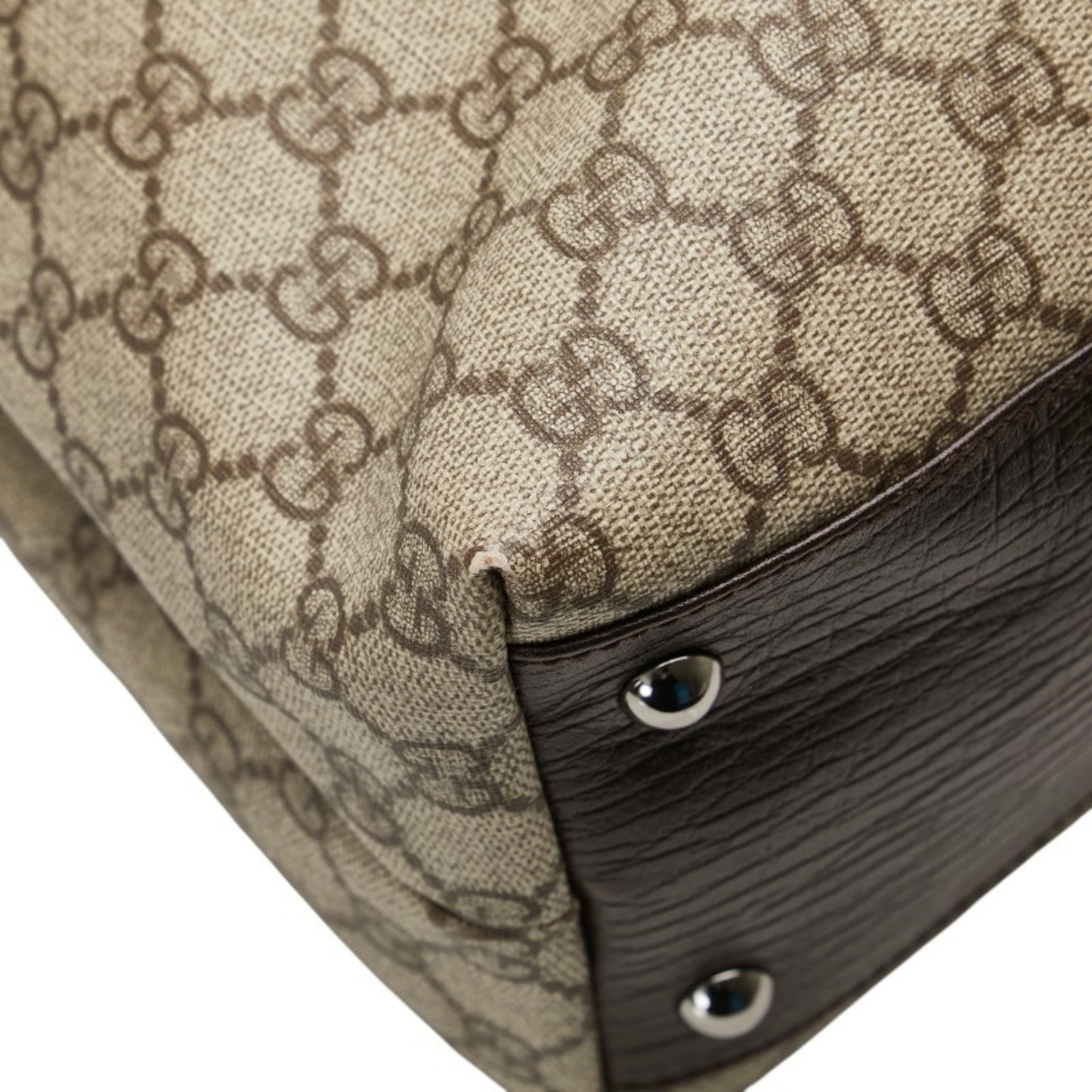 Gucci Gg Supreme Tote Bag Handbag 131219 Beige Brown Leather