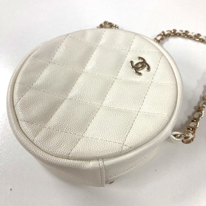 Chanel Cc Coco Mark Pochette Matelasse Quilted Round Chain Shoulder Bag In Caviar Leather