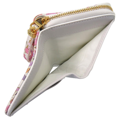 Christian Dior Caro Scarlet Flower 98 Ma 0214 Calfskin White Bifold Wallet 0438