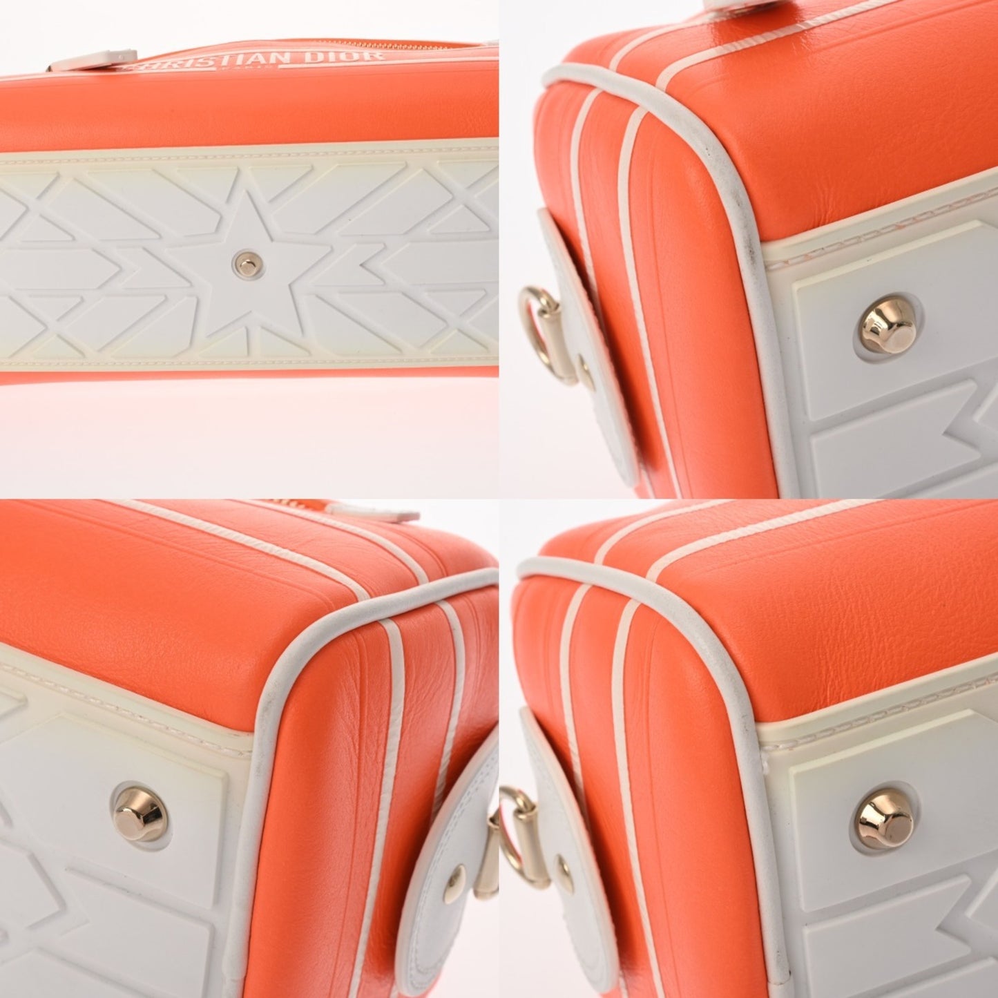 Christian Dior Vibe Small Bowling Bag In Orange/White
