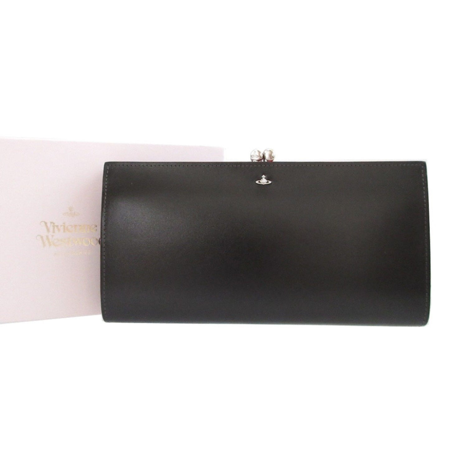 Vivienne Westwood Orb Pattern Leather Black Clasp Long Wallet 1656