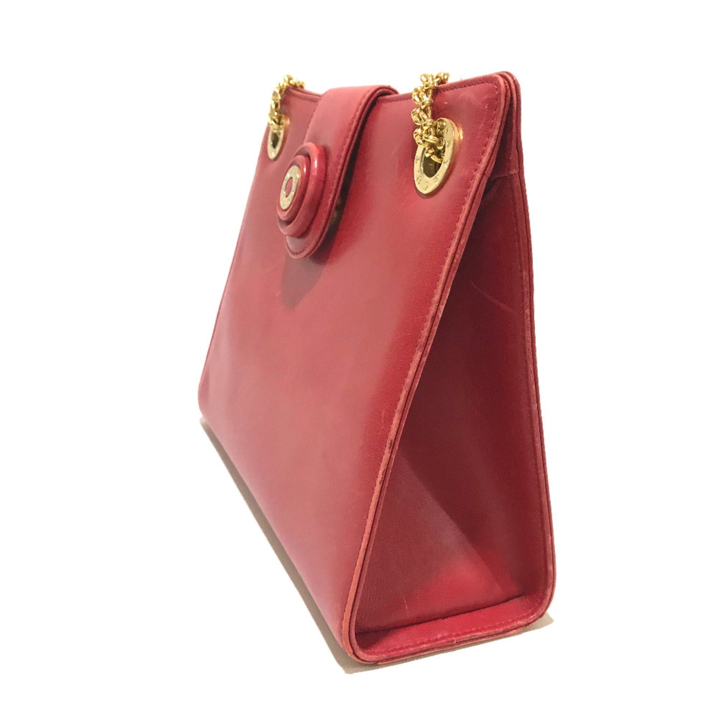 Tiffany&Co. Vintage Bag Pochette Chainshoulder Shoulder Bag Red Red Goldhardware