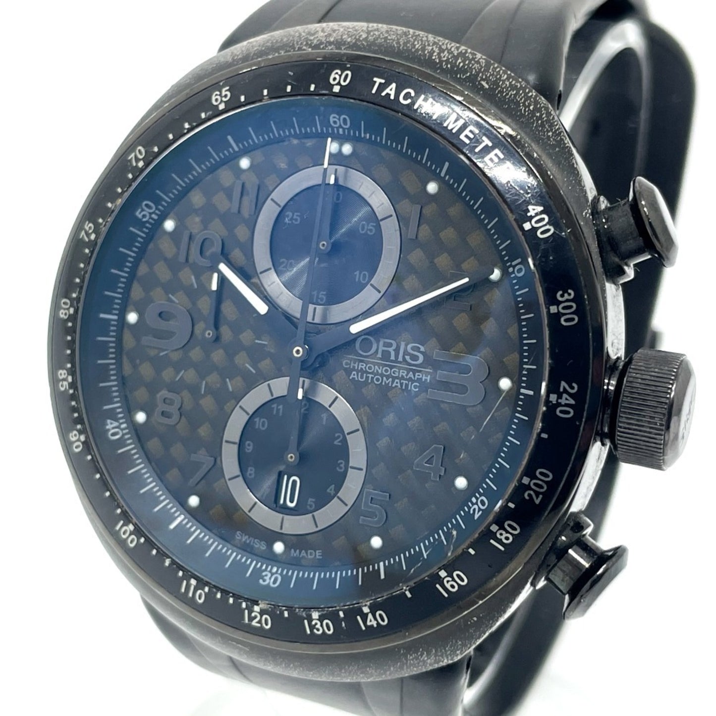 Oris 7611 Chronograph Tt3 Chronograph Black Automatic Watch With Titanium/Rubber Strap