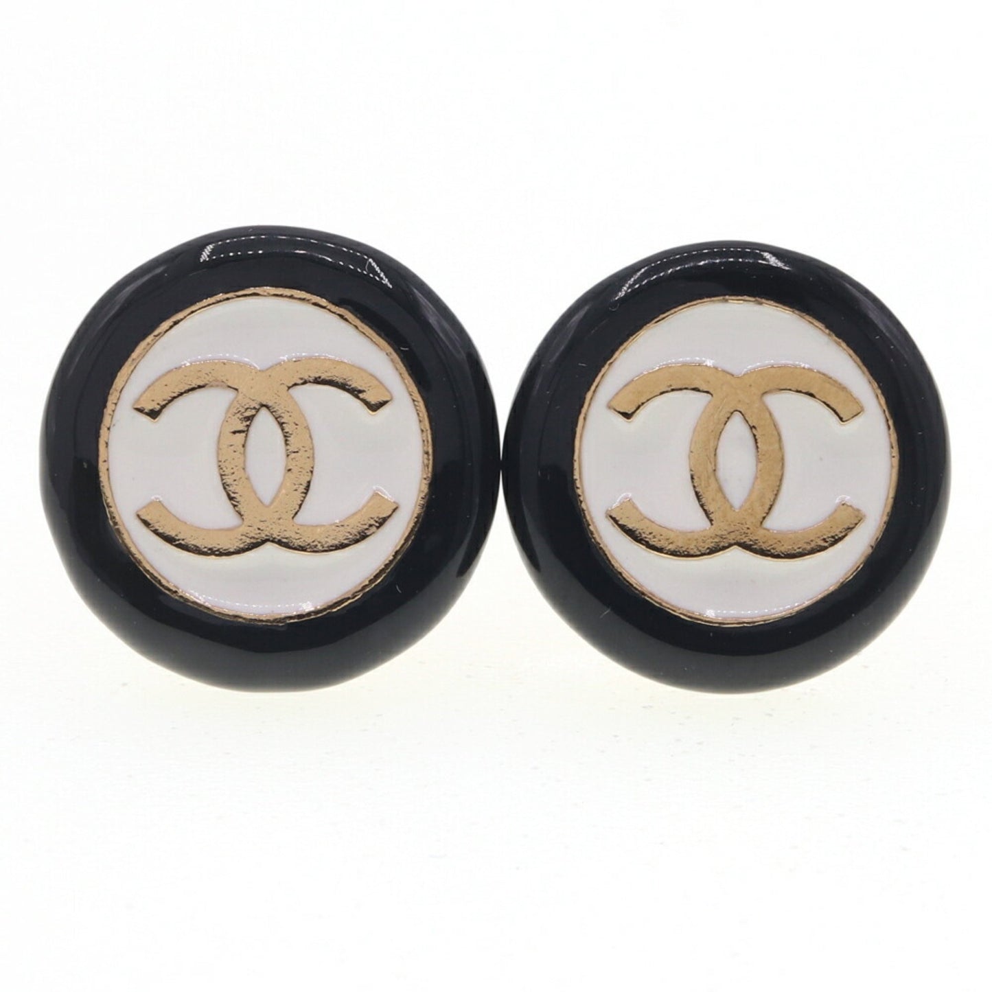 Chanel Earrings Coco Mark Circle Bicolor Abc997 Black White B24P 2024 Model Round