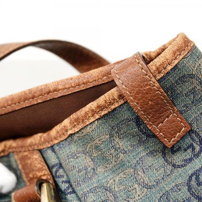 Gucci Abby Tote Bag 130736 Denim Blue Brown Champagne