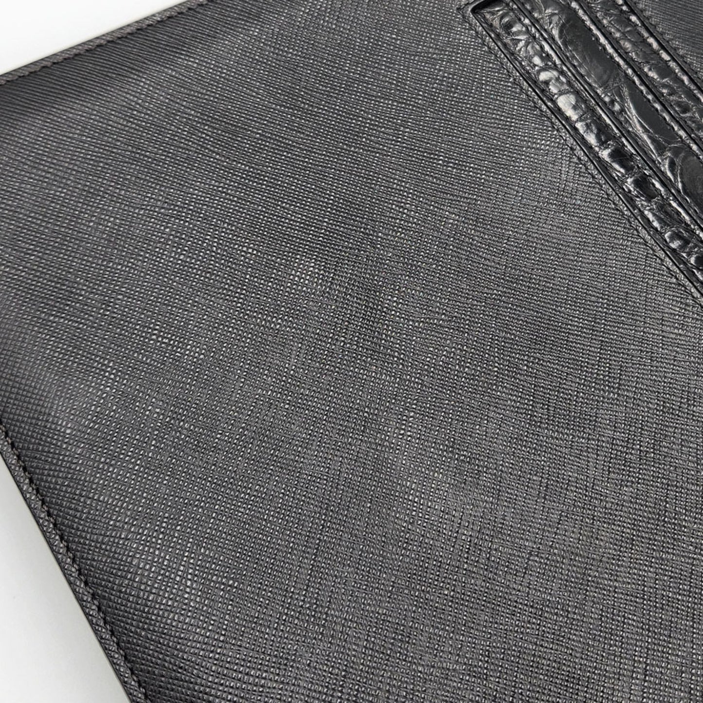Prada Saffiano Clutch Bag 2Vn003 Black Leather