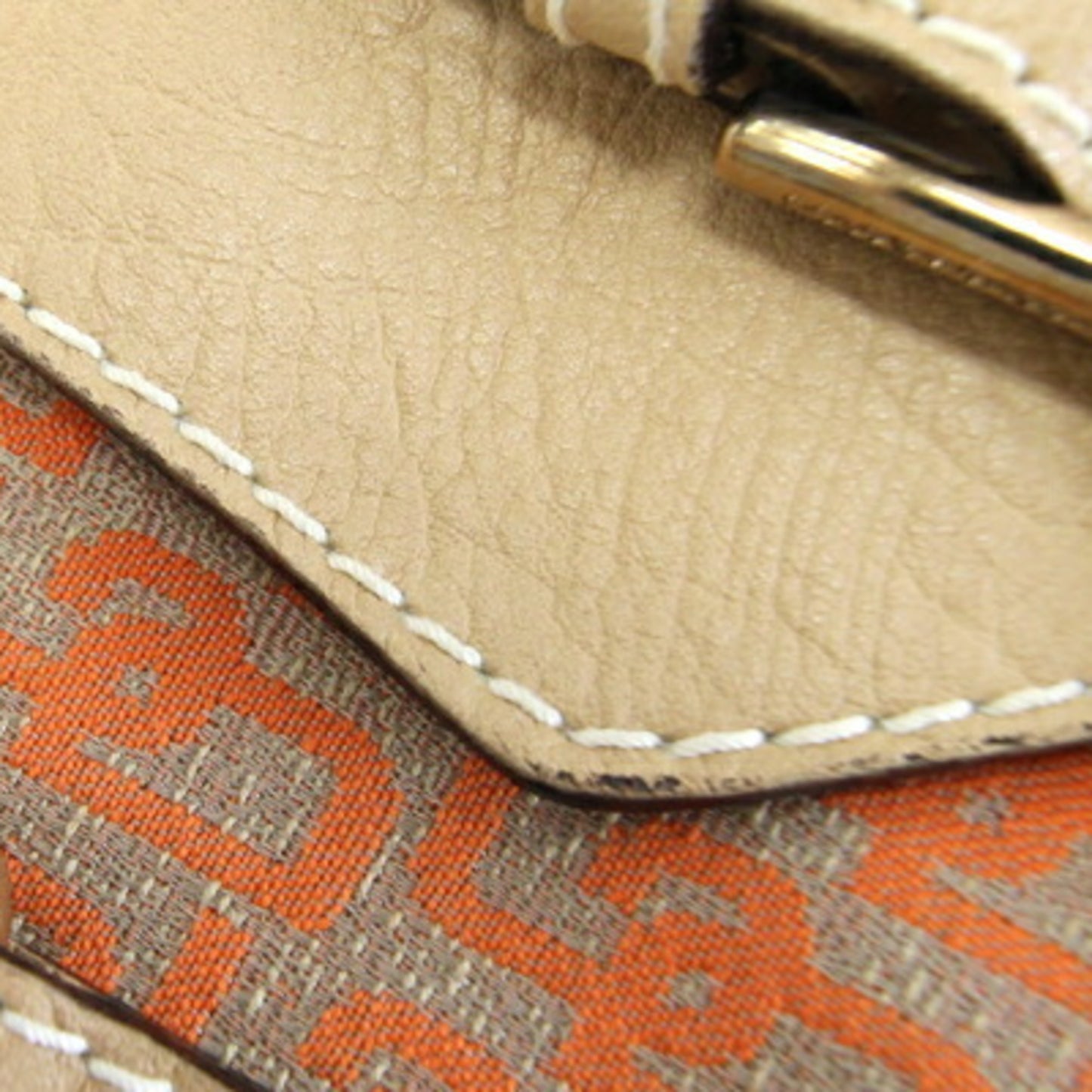 Dolce & Gabbana Tote Bag Orange Beige Canvas Leather D&G