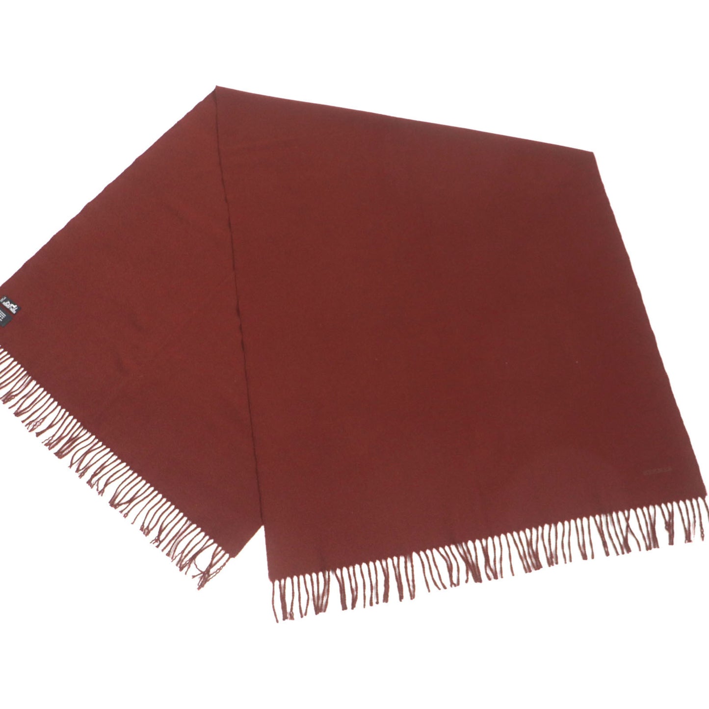 Hermes Men'S 100% Cashmere Scarf With Fringe And Embroidered Logo