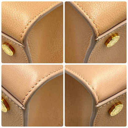 Bvlgari Tote Bag Logo 2-Way Shoulder Leather Pink Beige