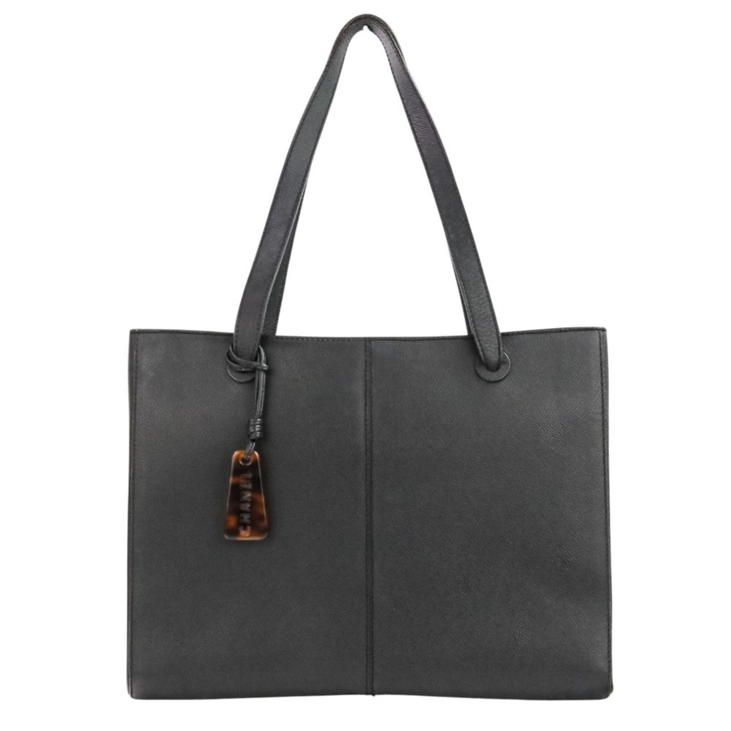 Chanel Leather Tote Bag With Logo Charm