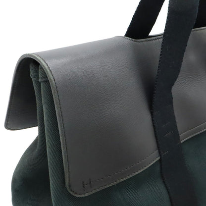 Hermes Valparaiso Mm Handbag Tote Bag In Toile Chevron Leather Black.