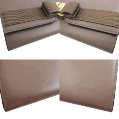 Like New Salvatore Ferragamo Vara Ribbon Leather Grey Bi-Fold Long Wallet 0502Salvatore