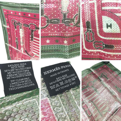 Hermes Hermes Scarf Muffler Bandana Carre 55 Disco Coaching Metallic Fiber Fuchsia X Veil (Pink
