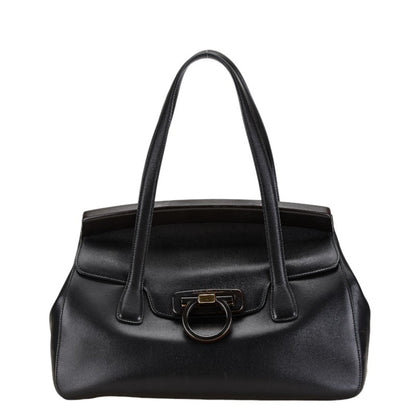 Salvatore Ferragamo Gancini Tote Bag Shoulder Black Leather