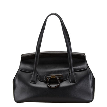 Salvatore Ferragamo Gancini Tote Bag Shoulder Black Leather