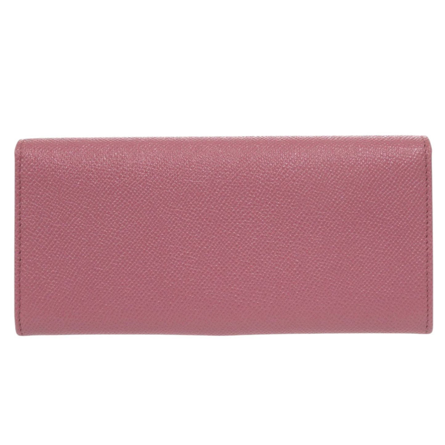 Like New Bvlgari Logo Clip Leather Pink Long Wallet 1274