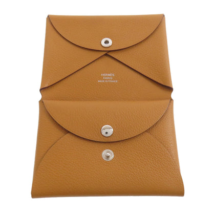 Hermes Herms Calvi Duo Silver Hardware Coin Case Evercolor