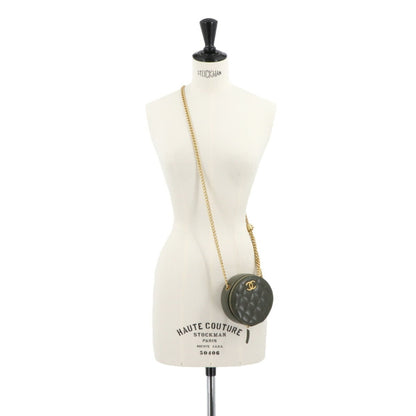 Chanel Matelasse Round Chain Shoulder Bag In Green Lambskin