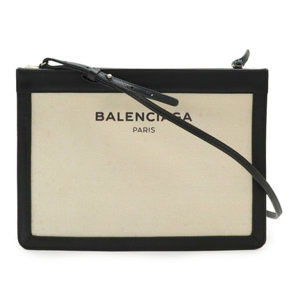 Balenciaga Navy Pochette Shoulder Bag/Clutch Bag In Canvas And Leather