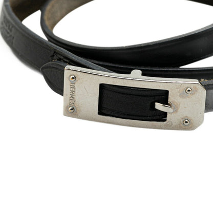 Hermes Kelly Ardion Bracelet Black Leather Metal