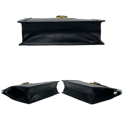 Celine Vintage Globe Logo Metal Hardware Leather Handbag Mini Tote Bag Black 30428