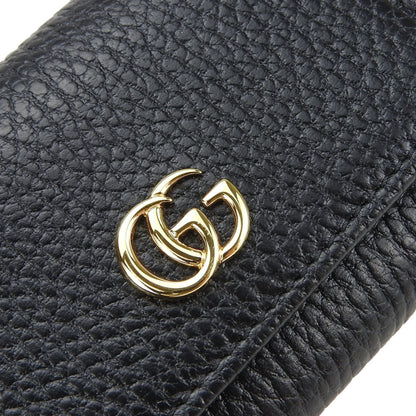 Gucci Tri-Fold Wallet 644407 Gg Marmont Leather Black Compact Accessory