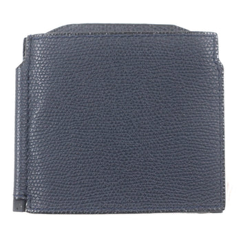 Valextra Double Money Clip Leather Wallet/Billfold In Dark Navy With Silver Hardware