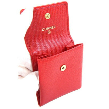Chanel Coin Case Coco Button A20907 Red Leather Purse Mini Wallet Mark